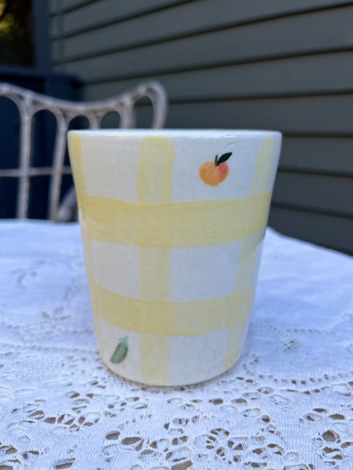 yellow gingham tumbler
