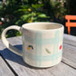 blue gingham mug