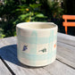 blue gingham mug