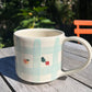 blue gingham mug